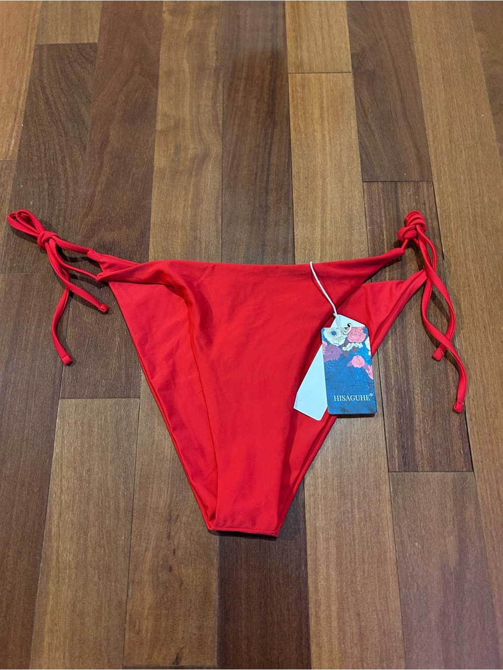 HISAGUHE Red Tie-Side Bikini Bottom